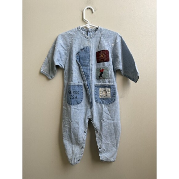 Vintage Baby Guess Denim Chambray Y2K Jumpsuit by Georges Marciano USA Size 12M - Picture 1 of 5